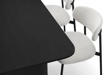 Kopparbo Matbord 180-240 cm Förlängningsbart med 4 Lucy Matstolar - Svart / Vit Bouclé / Metallben Svart - Möbler - Bord & matgrupp - Matgrupp
