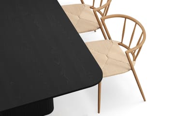 Kopparbo Matbord 180-240 cm Förlängningsbart med 4 Winston Matstolar - Svart / Beige / Metallben Ek - Möbler - Bord & matgrupp - Matgrupp