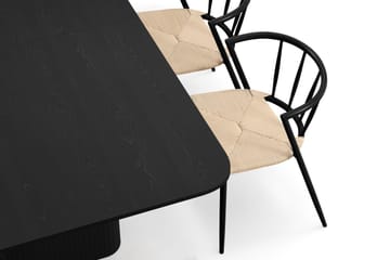 Kopparbo Matbord 180-240 cm Förlängningsbart med 4 Winston Matstolar - Svart / Beige / Metallben Svart - Möbler - Bord & matgrupp - Matgrupp