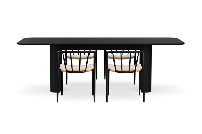 Kopparbo Matbord 180-240 cm Förlängningsbart med 4 Winston Matstolar - Svart / Beige / Metallben Svart - Möbler - Bord & matgrupp - Matgrupp