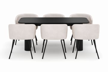 Kopparbo Matbord 180-240 cm Förlängningsbart med 6 Berit Stolar - Svart - Möbler - Bord & matgrupp - Matgrupp