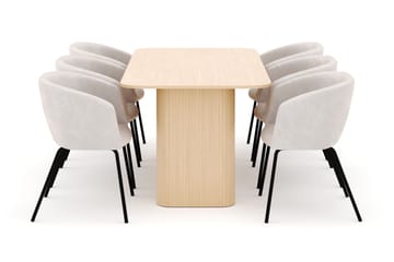Kopparbo Matbord 180-240 cm Förlängningsbart med 6 Berit Stolar - Vit - Möbler - Bord & matgrupp - Matgrupp