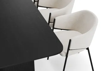 Kopparbo Matbord 180-240 cm Förlängningsbart med 6 Filip Matstolar - Svart / Vit Bouclé - Möbler - Bord & matgrupp - Matgrupp