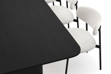 Kopparbo Matbord 180-240 cm Förlängningsbart med 6 Lucy Matstolar - Svart / Vit Bouclé / Metallben Svart - Möbler - Bord & matgrupp - Matgrupp