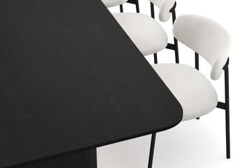 Kopparbo Matbord 180-240 cm Förlängningsbart med 6 Lucy Matstolar - Svart / Vit Bouclé / Metallben Svart - Möbler - Bord & matgrupp - Matgrupp