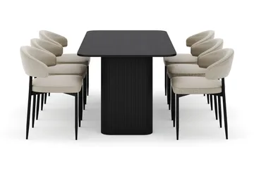 Kopparbo Matbord 180-240 cm Förlängningsbart med 6 Sawako Stolar - Svart - Möbler - Bord & matgrupp - Matgrupp