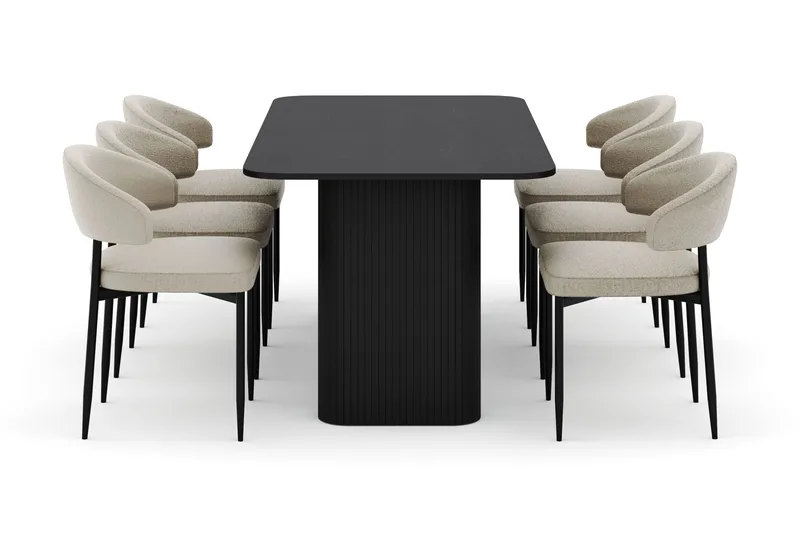 Kopparbo Matbord 180-240 cm Förlängningsbart med 6 Sawako Stolar - Svart - Möbler - Bord & matgrupp - Matgrupp