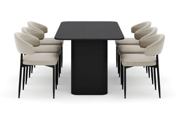Kopparbo Matbord 180-240 cm Förlängningsbart med 6 Sawako Stolar - Svart - Möbler - Bord & matgrupp - Matgrupp