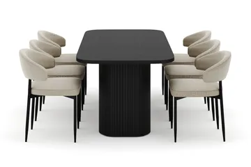 Kopparbo Matbord 180-240 cm Förlängningsbart med 6 Sawako Stolar - Vit - Möbler - Bord & matgrupp - Matgrupp