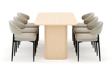 Kopparbo Matbord 180-240 cm Förlängningsbart med 6 Sawako Stolar - Vit - Möbler - Bord & matgrupp - Matgrupp