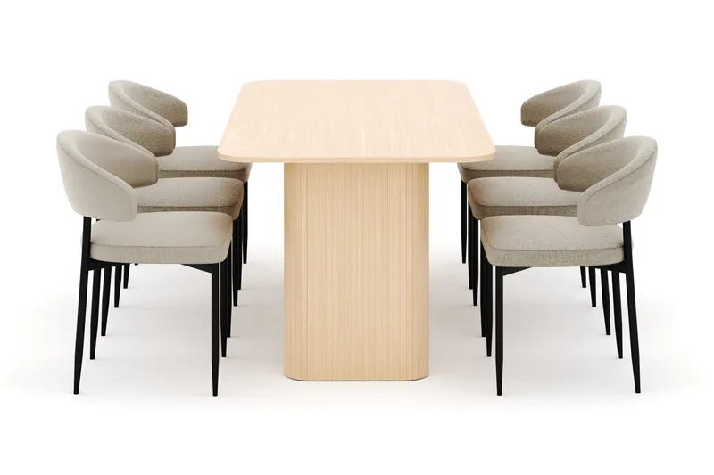 Kopparbo Matbord 180-240 cm Förlängningsbart med 6 Sawako Stolar - Vit - Möbler - Bord & matgrupp - Matgrupp