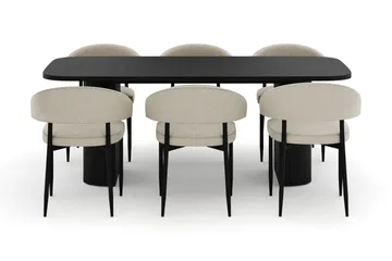 Kopparbo Matbord 180-240 cm Förlängningsbart med 6 Sawako Stolar - Vit - Möbler - Bord & matgrupp - Matgrupp