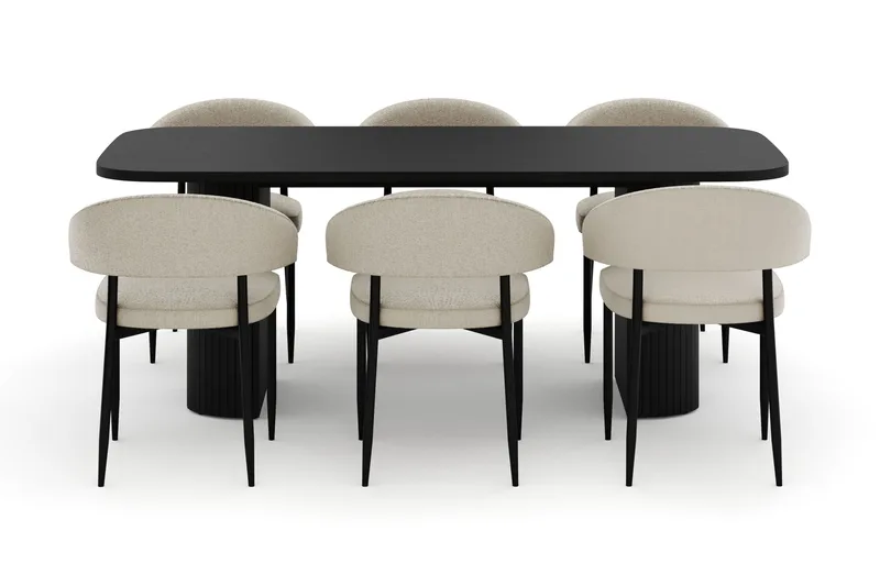 Kopparbo Matbord 180-240 cm Förlängningsbart med 6 Sawako Stolar - Vit - Möbler - Bord & matgrupp - Matgrupp