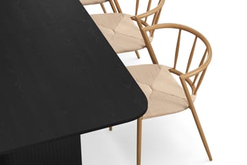 Kopparbo Matbord 180-240 cm Förlängningsbart med 6 Winston Matstolar - Svart / Beige / Metallben Ek - Möbler - Bord & matgrupp - Matgrupp