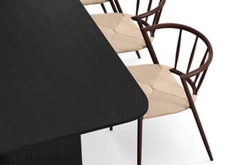 Kopparbo Matbord 180-240 cm Förlängningsbart med 6 Winston Matstolar - Svart / Beige / Metallben Rökt ek - Möbler - Bord & matgrupp - Matgrupp