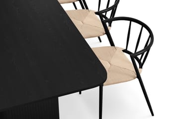 Kopparbo Matbord 180-240 cm Förlängningsbart med 6 Winston Matstolar - Svart / Beige / Metallben Svart - Möbler - Bord & matgrupp - Matgrupp