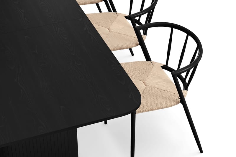 Kopparbo Matbord 180-240 cm Förlängningsbart med 6 Winston Matstolar - Svart / Beige / Metallben Svart - Möbler - Bord & matgrupp - Matgrupp