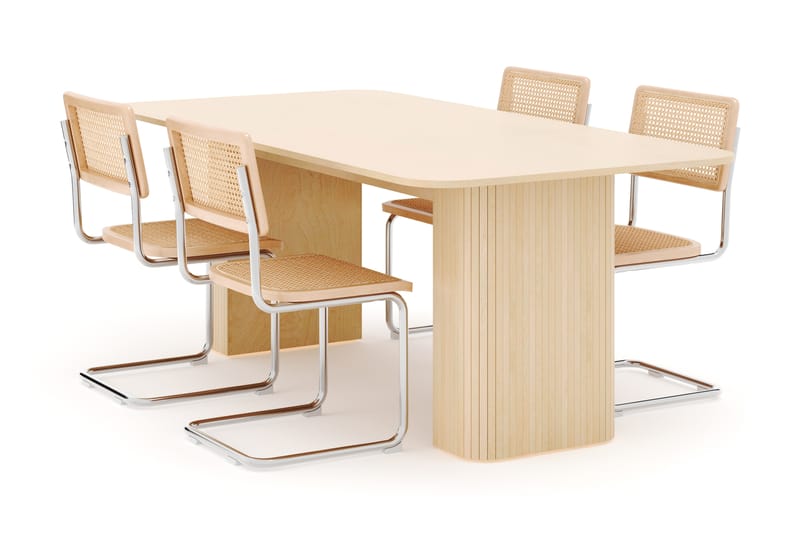 Kopparbo Matbord 200-260 cm Förlängningsbart med 4 st Build Matstolar - Vit - Möbler - Bord & matgrupp - Matgrupp