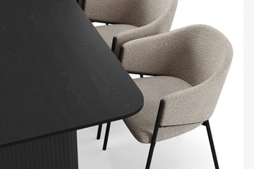 Kopparbo Matbord 200-260 cm Förlängningsbart med 6 Filip Matstolar - Svart / Taupe Bouclé - Möbler - Bord & matgrupp - Matgrupp