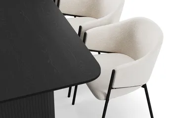 Kopparbo Matbord 200-260 cm Förlängningsbart med 6 Filip Matstolar - Svart / Vit Bouclé - Möbler - Bord & matgrupp - Matgrupp
