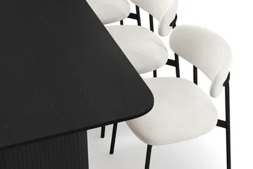 Kopparbo Matbord 200-260 cm Förlängningsbart med 6 Lucy Matstolar - Svart / Vit Bouclé / Metallben Svart - Möbler - Bord & matgrupp - Matgrupp
