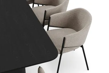 Kopparbo Matbord 200-260 cm Förlängningsbart med 8 Filip Matstolar - Svart / Taupe Bouclé - Möbler - Bord & matgrupp - Matgrupp