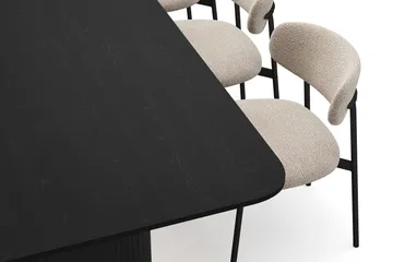 Kopparbo Matbord 200-260 cm Förlängningsbart med 8 Lucy Matstolar - Svart / Greige Bouclé / Metallben Svart - Möbler - Bord & matgrupp - Matgrupp