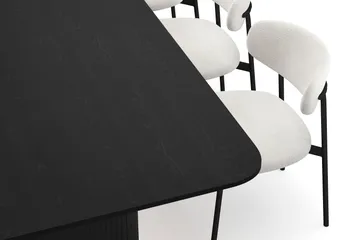 Kopparbo Matbord 200-260 cm Förlängningsbart med 8 Lucy Matstolar - Svart / Vit Bouclé / Metallben Svart - Möbler - Bord & matgrupp - Matgrupp