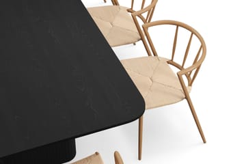 Kopparbo Matbord 200-260 cm Förlängningsbart med 8 Winston Matstolar - Svart / Beige / Metallben Ek - Möbler - Bord & matgrupp - Matgrupp