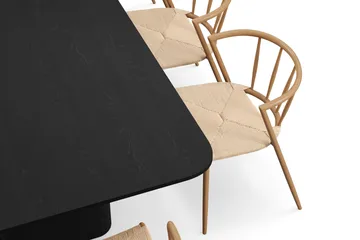 Kopparbo Matbord 200-260 cm Förlängningsbart med 8 Winston Matstolar - Svart / Beige / Metallben Ek - Möbler - Bord & matgrupp - Matgrupp