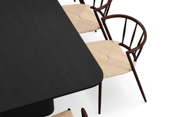 Kopparbo Matbord 200-260 cm Förlängningsbart med 8 Winston Matstolar - Svart / Beige / Metallben Rökt ek - Möbler - Bord & matgrupp - Matgrupp