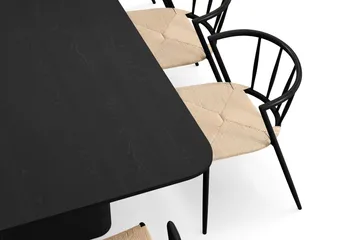 Kopparbo Matbord 200-260 cm Förlängningsbart med 8 Winston Matstolar - Svart / Beige / Metallben Svart - Möbler - Bord & matgrupp - Matgrupp