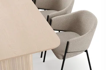 Kopparbo Matbord 200-260 cm Förlängningsbart med illäggsskiv med 6 Filip Matstolar - Vit / Taupe Bouclé - Möbler - Bord & matgrupp - Matgrupp