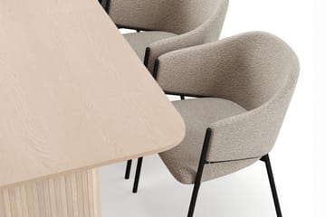 Kopparbo Matbord 200-260 cm Förlängningsbart med illäggsskiv med 6 Filip Matstolar - Vit / Taupe Bouclé - Möbler - Bord & matgrupp - Matgrupp