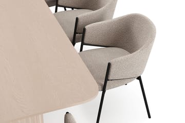 Kopparbo Matbord 200-260 cm Förlängningsbart med illäggsskiv med 8 Filip Matstolar - Vit / Taupe Bouclé - Möbler - Bord & matgrupp - Matgrupp