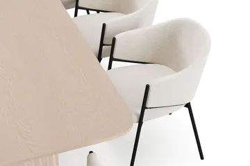 Kopparbo Matbord 200-260 cm Förlängningsbart med illäggsskiv med 8 Filip Matstolar - Vit / Vit Bouclé - Möbler - Bord & matgrupp - Matgrupp