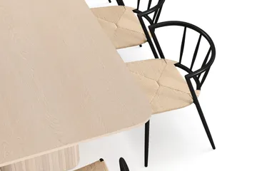 Kopparbo Matbord 200-260 cm Förlängningsbart med illäggsskiv med 8 Winston Matstolar - Vit / Beige / Metallben Svart - Möbler - Bord & matgrupp - Matgrupp