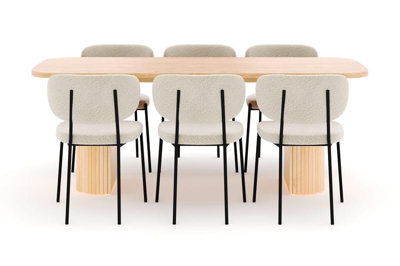 Kopparbo Matbord 200 cm med 6 Gemmiano Stolar - Natur - Möbler - Bord & matgrupp - Matgrupp