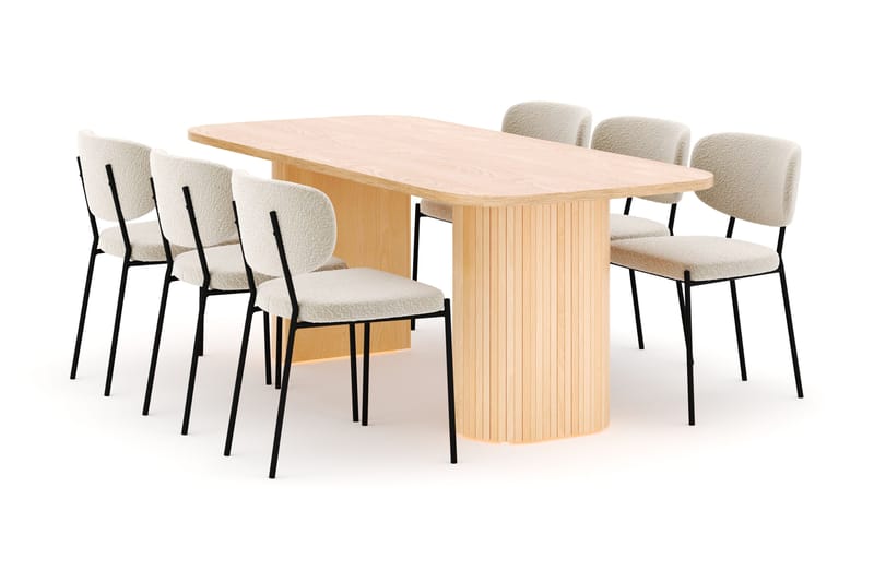 Kopparbo Matbord 200 cm med 6 Gemmiano Stolar - Natur - Möbler - Bord & matgrupp - Matgrupp