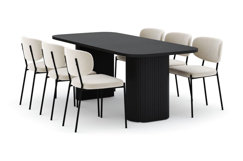 Kopparbo Matbord 200 cm med 6 Gemmiano Stolar - Svart - Möbler - Bord & matgrupp - Matgrupp