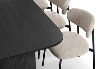 Kopparbo Matbord 200 cm med 6 Lucy Matstolar - Svart / Greige Bouclé / Metallben Svart - Möbler - Bord & matgrupp - Matgrupp