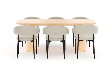 Kopparbo Matbord 200 cm med 6 Sawako Stolar - Natur - Möbler - Bord & matgrupp - Matgrupp