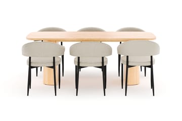 Kopparbo Matbord 200 cm med 6 Sawako Stolar - Natur - Möbler - Bord & matgrupp - Matgrupp