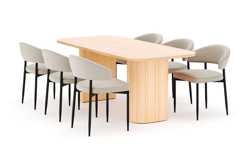 Kopparbo Matbord 200 cm med 6 Sawako Stolar - Natur - Möbler - Bord & matgrupp - Matgrupp