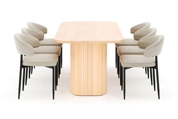 Kopparbo Matbord 200 cm med 6 Sawako Stolar - Natur - Möbler - Bord & matgrupp - Matgrupp