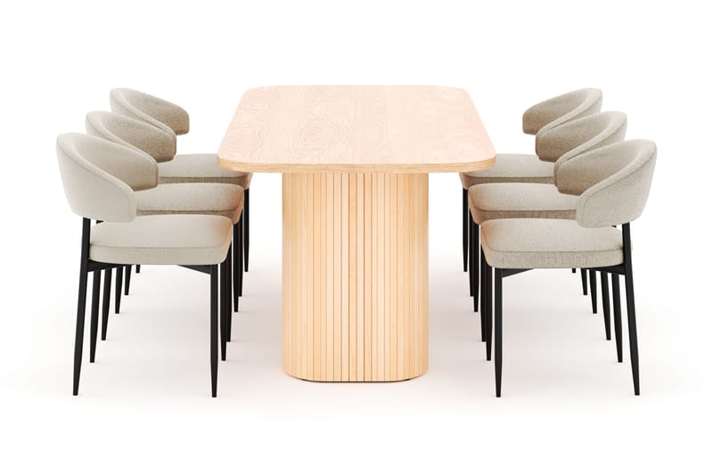 Kopparbo Matbord 200 cm med 6 Sawako Stolar - Natur - Möbler - Bord & matgrupp - Matgrupp