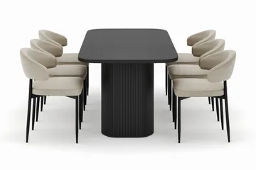 Kopparbo Matbord 200 cm med 6 Sawako Stolar - Svart - Möbler - Bord & matgrupp - Matgrupp