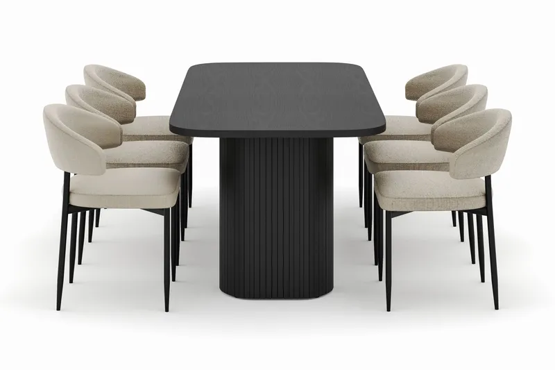 Kopparbo Matbord 200 cm med 6 Sawako Stolar - Svart - Möbler - Bord & matgrupp - Matgrupp