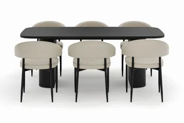 Kopparbo Matbord 200 cm med 6 Sawako Stolar - Svart - Möbler - Bord & matgrupp - Matgrupp