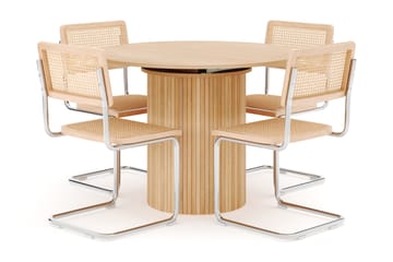 Kopparbo Matbord Runt 106 cm Förlängningsbart med 4 st Build Matstolar - Vit - Möbler - Bord & matgrupp - Matgrupp